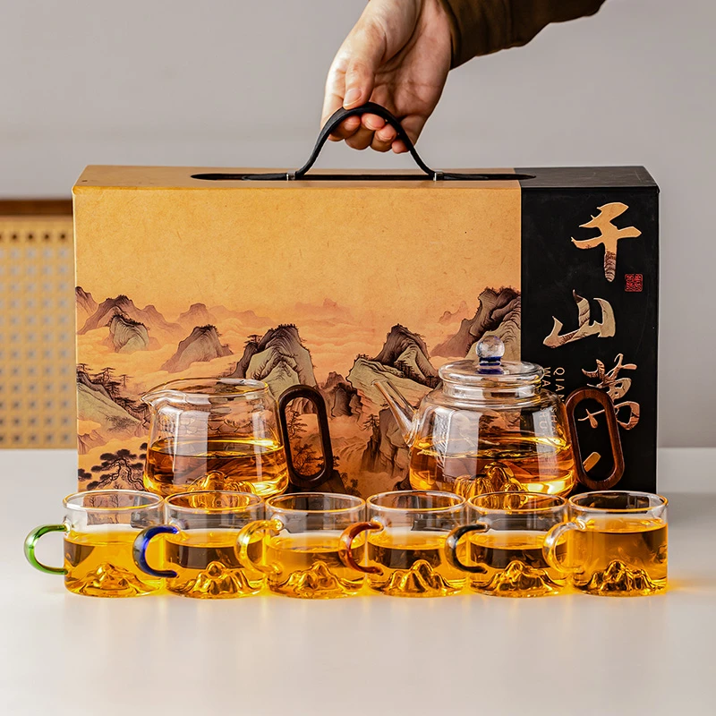 耐高温高硼硅玻璃功夫茶具套装茶室家用待客高档千山万水礼盒装