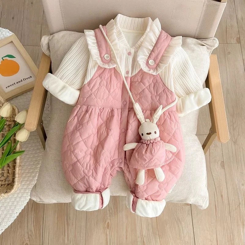 外出冬季宝宝秋冬连体衣保暖棉服可爱加绒外出服婴儿冬款