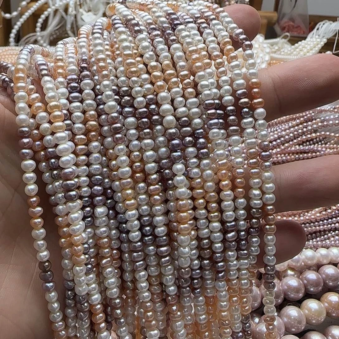 未镶嵌半成品淡水珍珠卡4mm近圆无核糖果