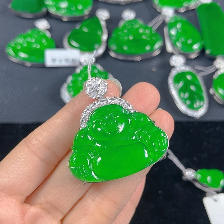 翡翠银S925镶嵌吊坠(不含链)