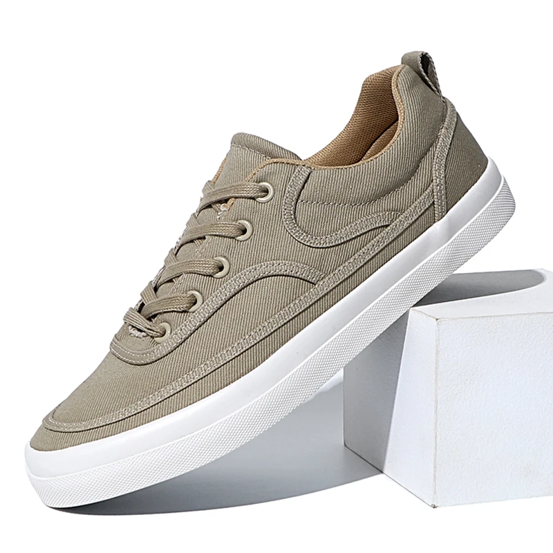 春季新款帆布鞋男士时尚百搭舒适板鞋轻便透气低帮系带布鞋25003