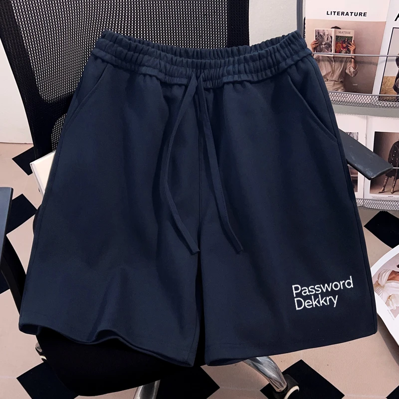 jtrt美式潮牌休闲字母印花抽绳短裤男女情侣夏季ins潮牌宽松百搭