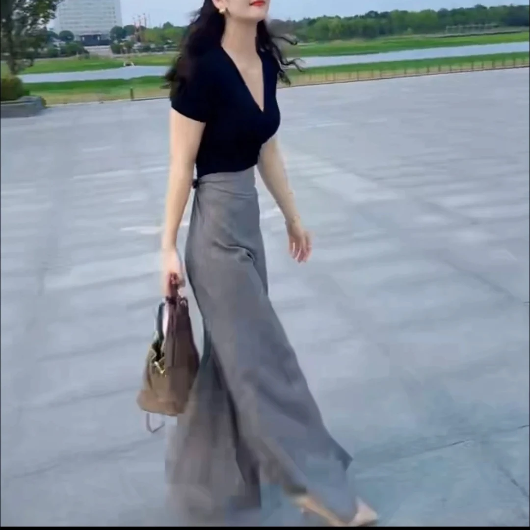 夏季新款时尚显瘦气质女士洋气百搭女装套装休闲两件套阔腿短袖