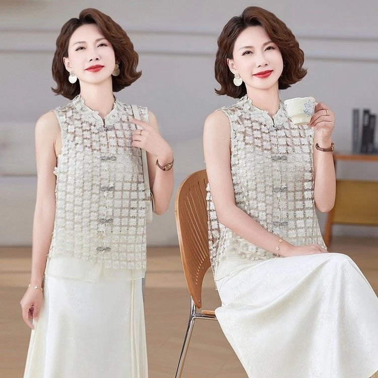 新中式国风女装夏季新款马夹高品质气质优雅修身轻薄透气高贵女装