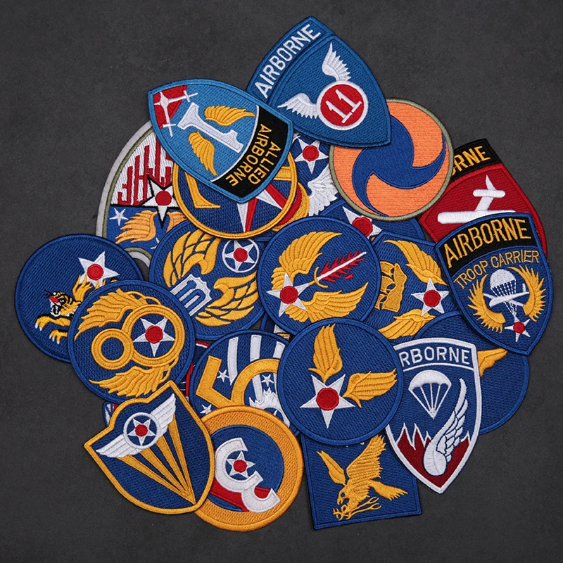 军鸟系列熨烫章WWII二战陆航空降章飞行员胸章魔术贴衣服logo贴标