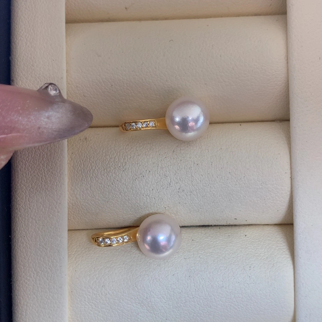 海水珍珠耳饰银S925镶嵌