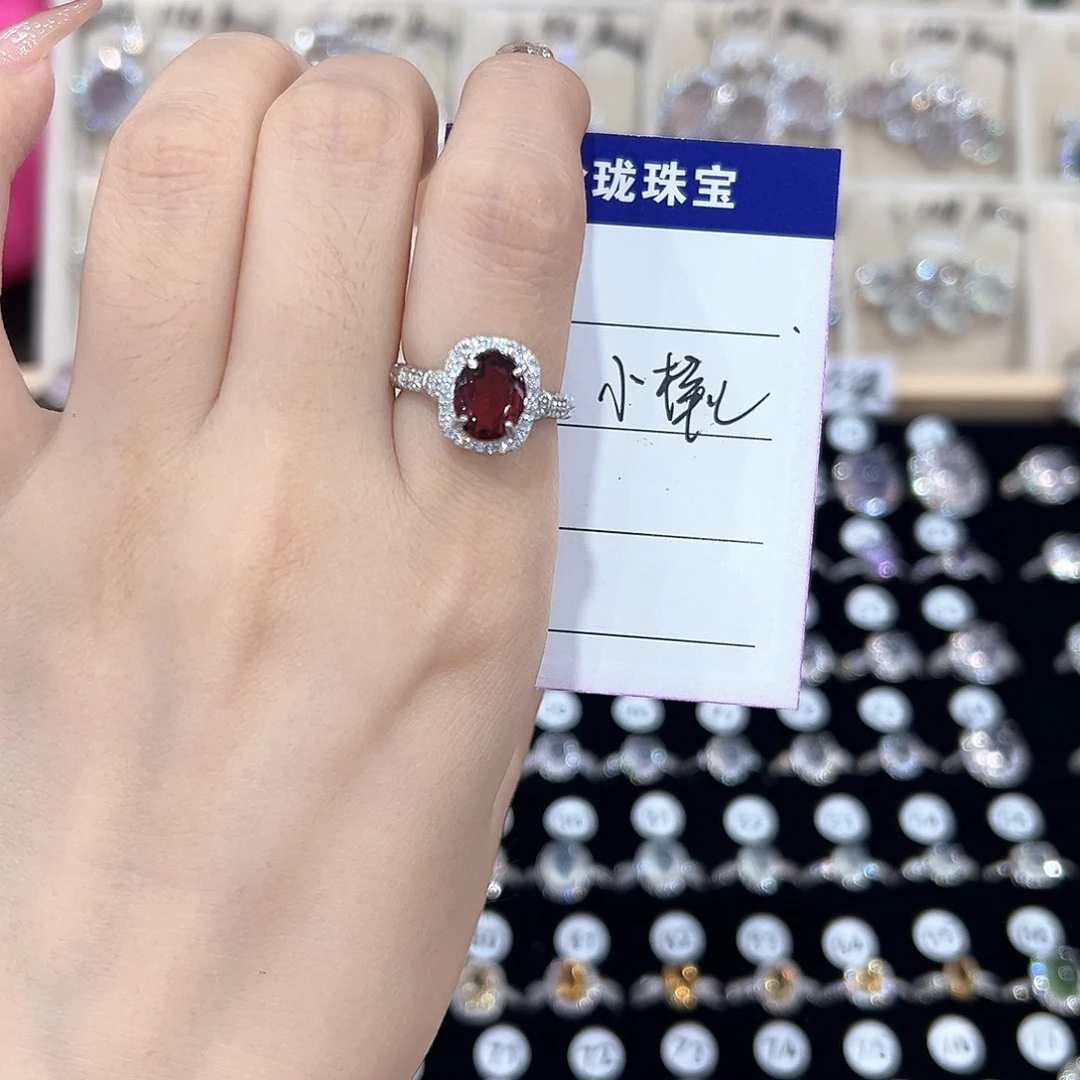 小***兒银S925镶嵌戒指芙蓉石