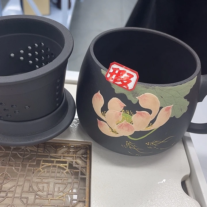 茶杯紫砂微瑕三件套石黄