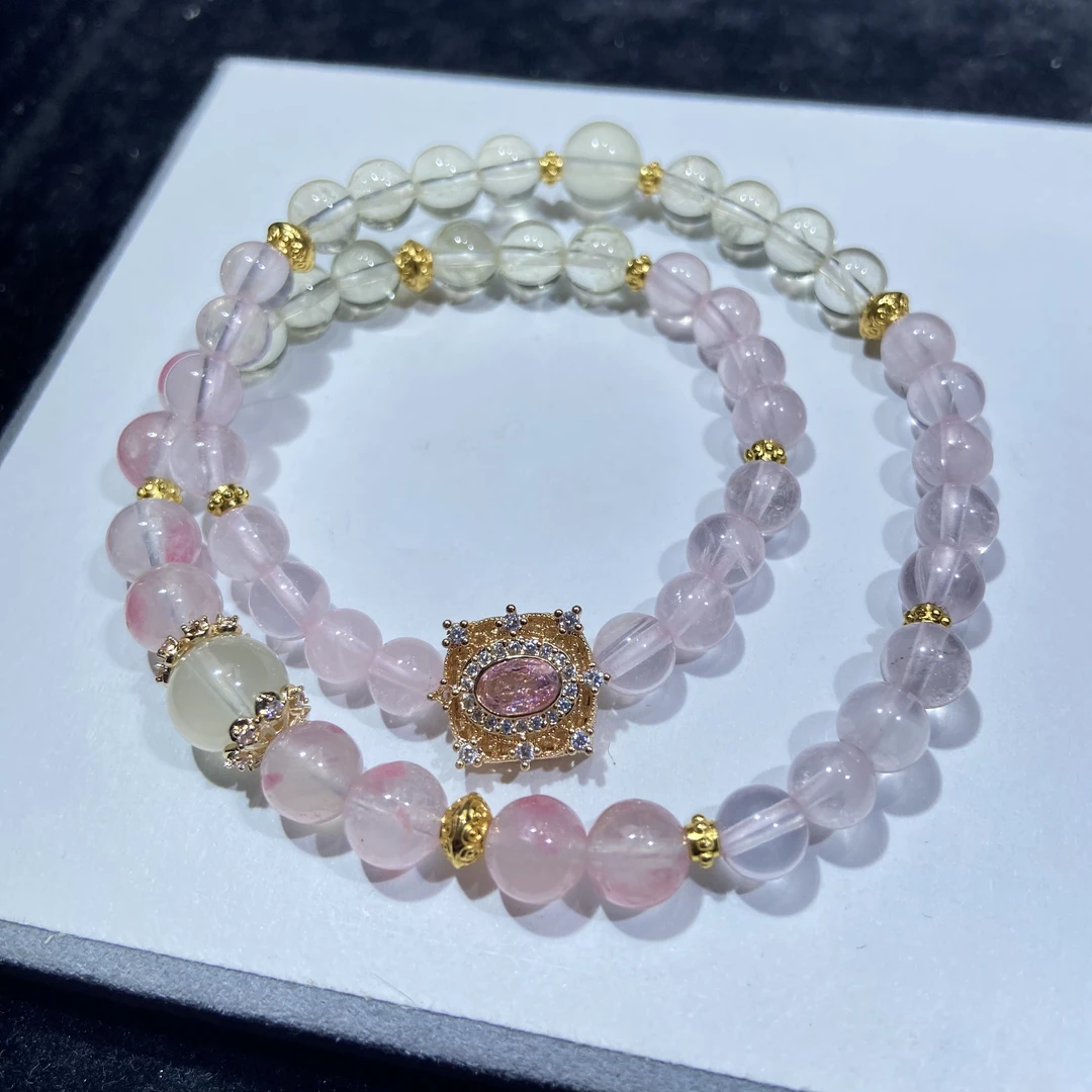 【大林家】樱花雨 柠檬黄diy双圈手串