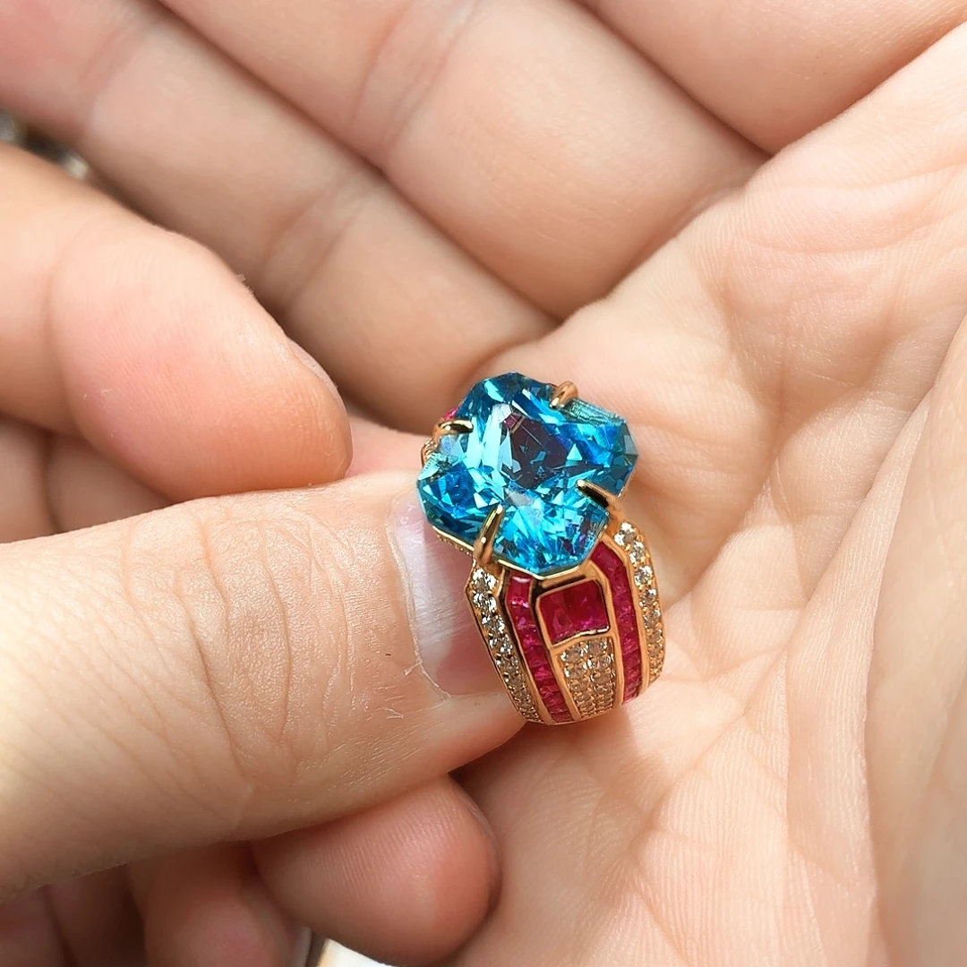 戒指银S925镶嵌托帕石