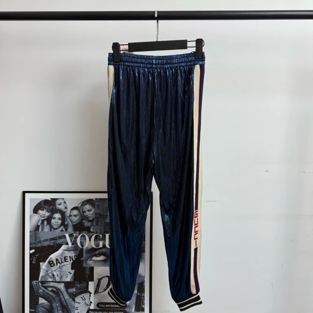 未使用 GUCCI/古驰 侧logo蓝色闪粉卫裤/XS