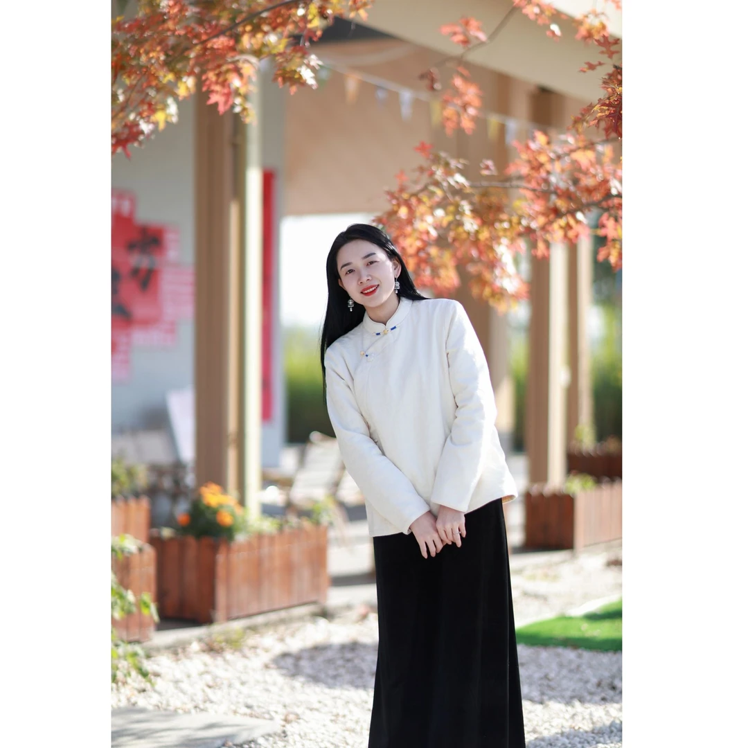 【雪清欢】一眼精致中式纯手工盘扣国风加棉加厚棉麻茶服秋冬棉服