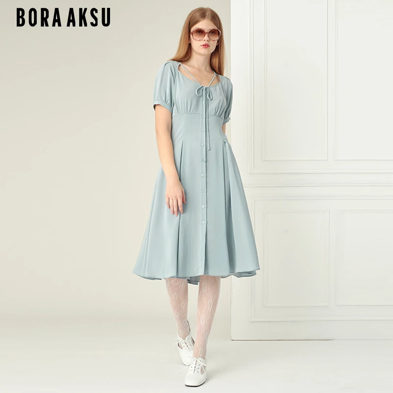 商场同款BORAAKSU2022夏季新款薄荷绿收腰伞摆连衣裙B1CCW63280
