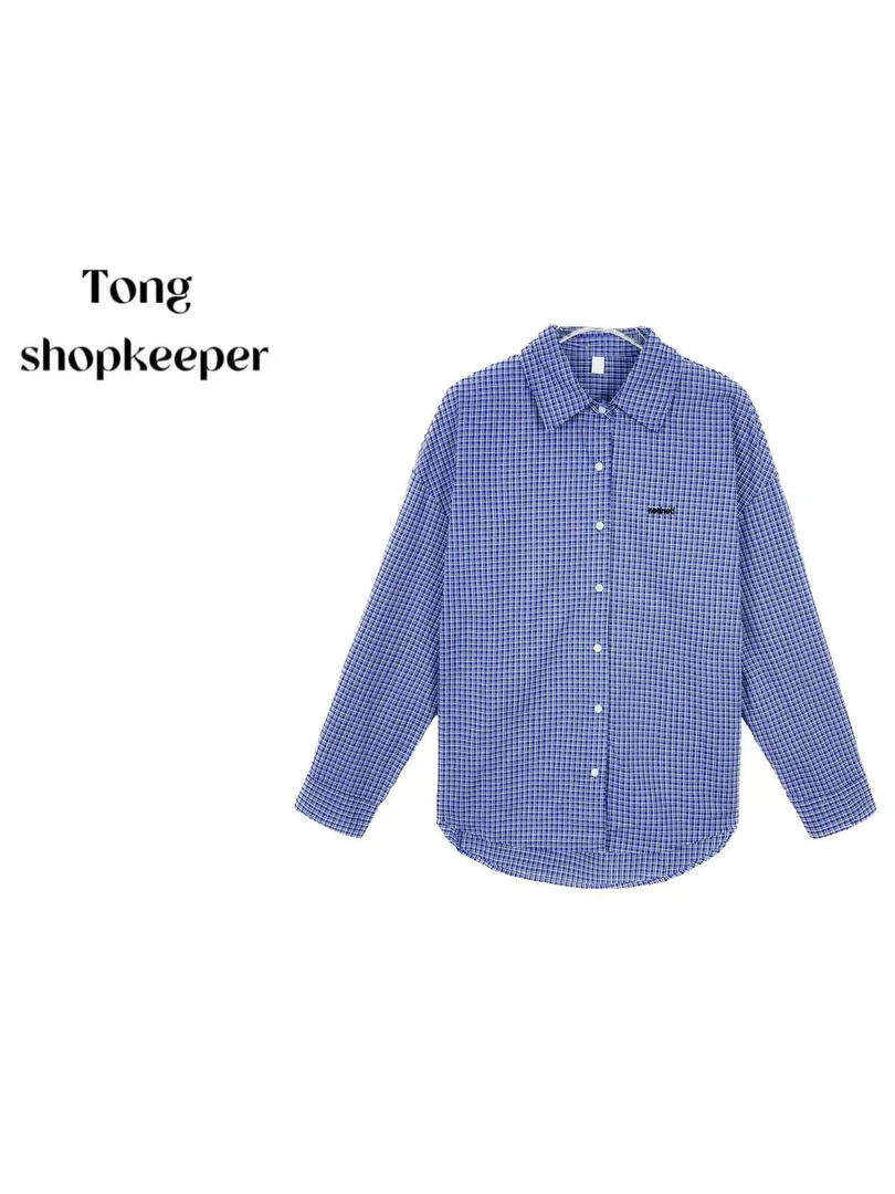 QJ/彤掌柜1681395 春季25新款格仔设计师简约色百搭长袖衬衫