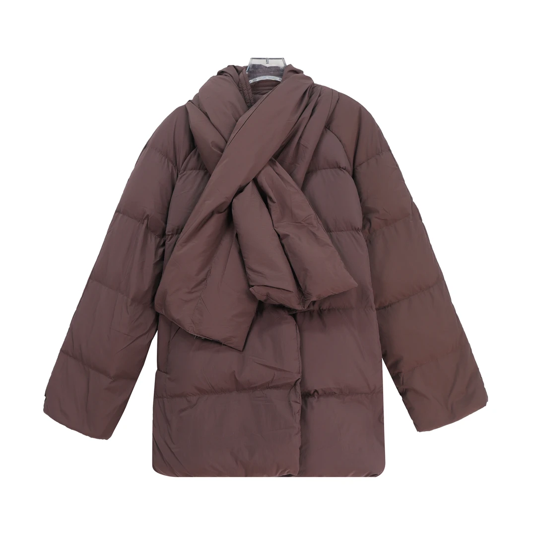 设计感文艺羽绒服中长款高级围巾保暖外套U153