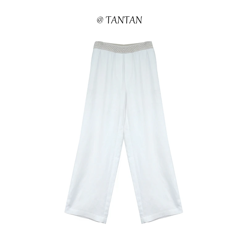 TANTAN  亚麻王气质休闲松紧裤1072