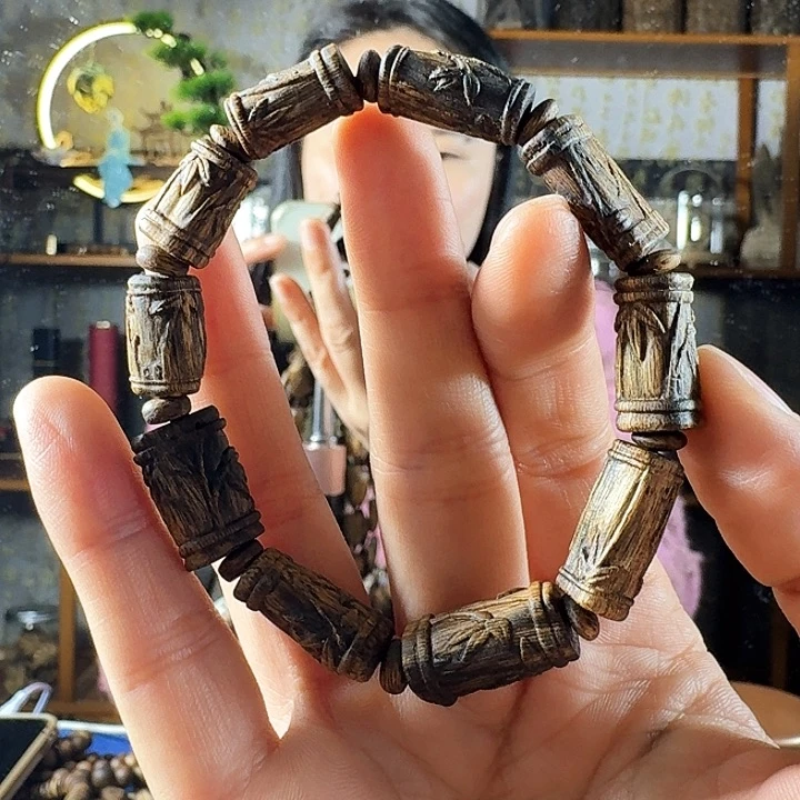 沉香手串轮*奇楠沉香竹节珠手串8克