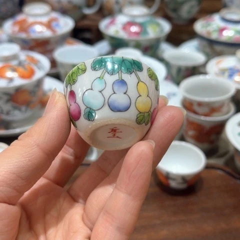 手绘茶杯盖碗壶承