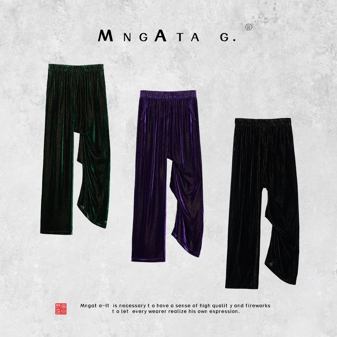 MNGATA G.宫小妍【幻影丝绒裤】桑蚕丝新中式中国风裤子X280407