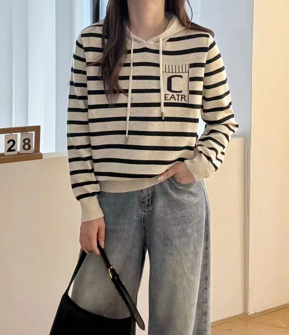 C春秋韩版潮流休闲时尚百搭套头带帽连帽长袖针织衫