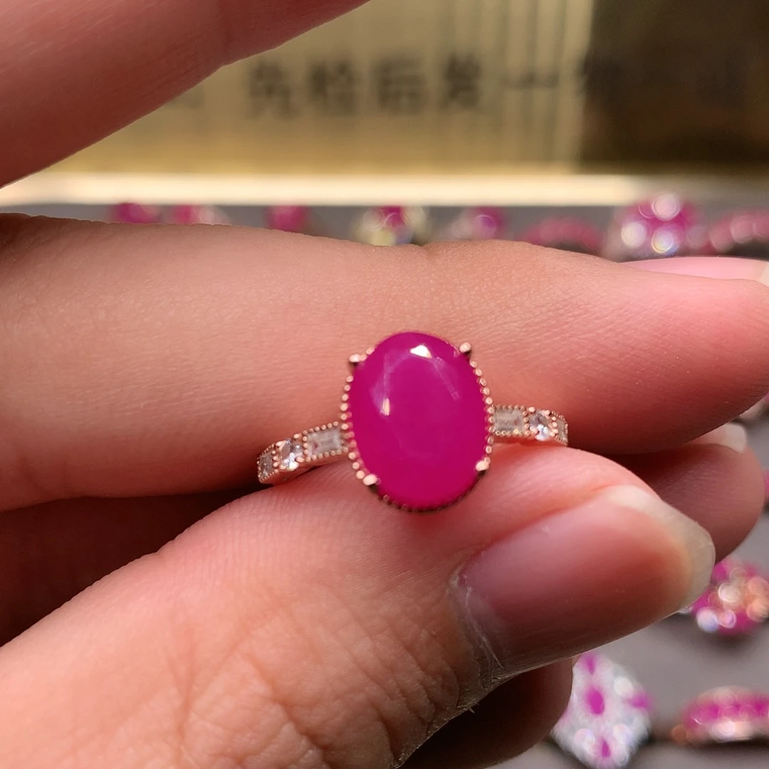 红宝石戒指银S925镶嵌