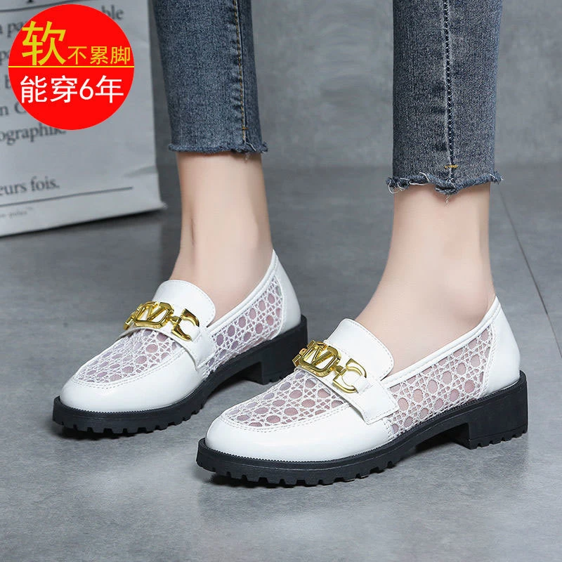 白枕鹤新款软皮网纱凉鞋女夏平底女单鞋软底防滑女式网鞋镂空网面