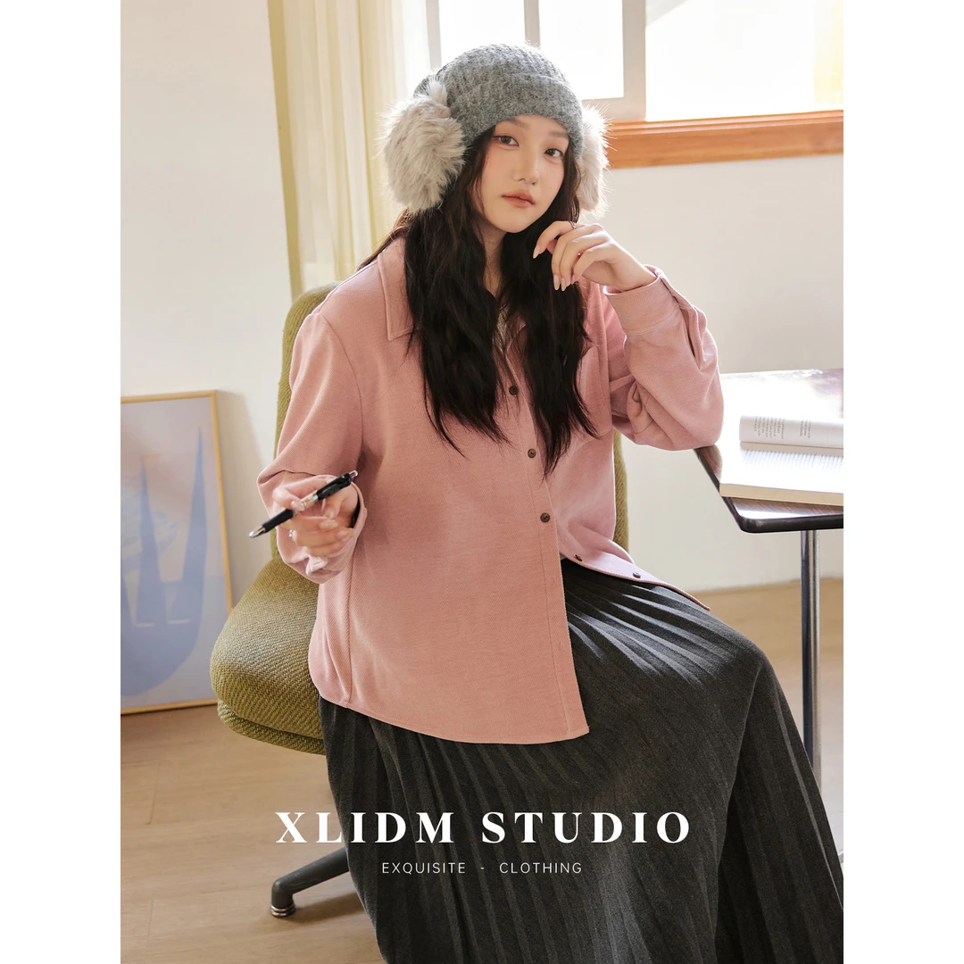 【清仓】小俪大码女加厚斜纹绒感新款直筒叠穿内搭衬衫DD3T031066