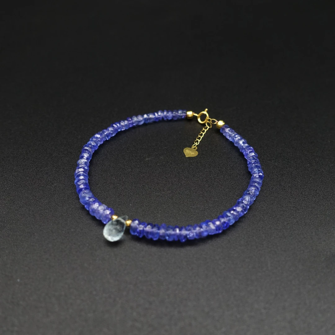 JUSTARRY【单品秒杀0921】18k金天然坦桑石切角手链（定位扣非18k金）