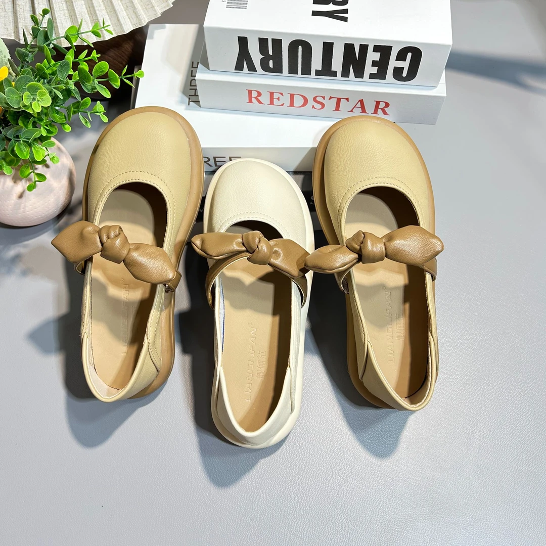 【LI LING】玛丽珍小皮鞋女2025春夏新款软底蝴蝶结法式乐福单鞋子