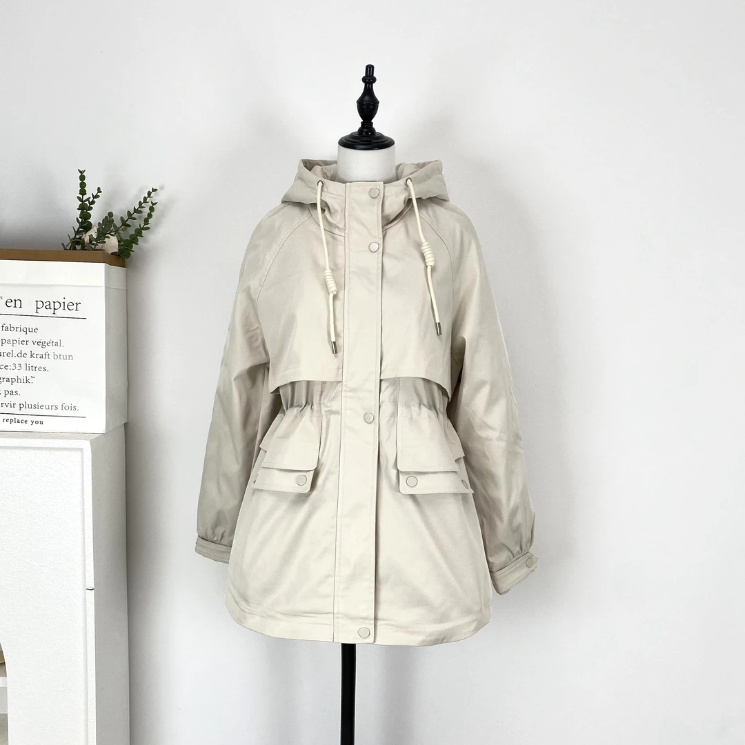 高级感收腰中长款加绒加厚外套女2024冬新款时尚连帽保暖上衣912#