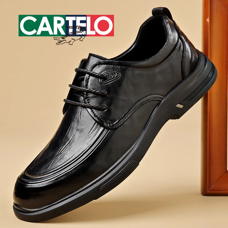 CARTELO/卡帝乐鳄鱼秋季新款商务透气百搭软底休闲皮鞋正装系带