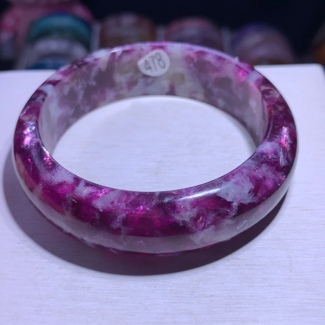 水晶银S925镶嵌手镯紫祖母61.1圈478