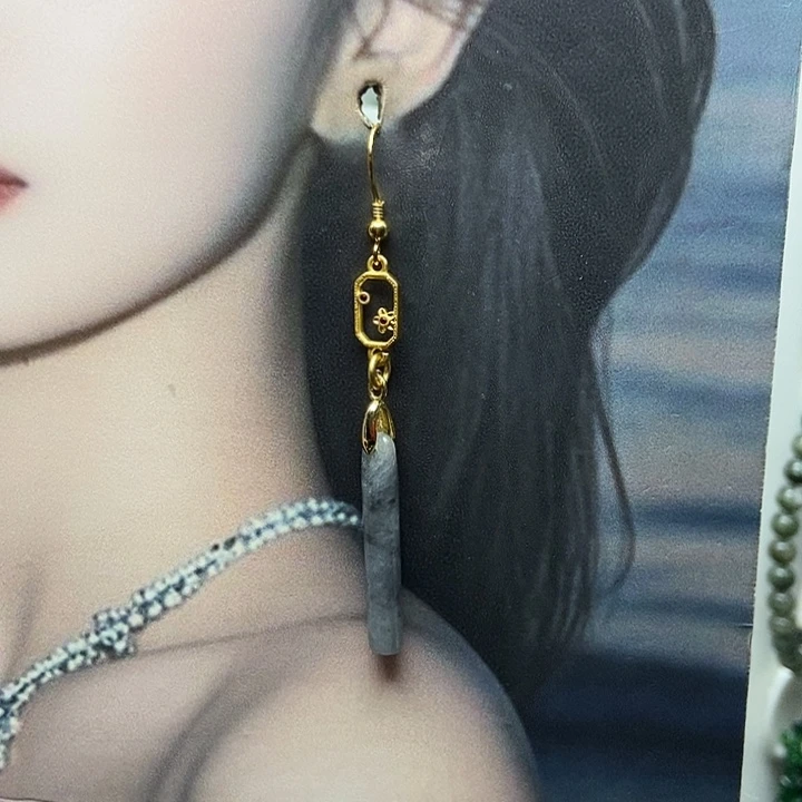 翡翠银S925镶嵌耳饰耳饰