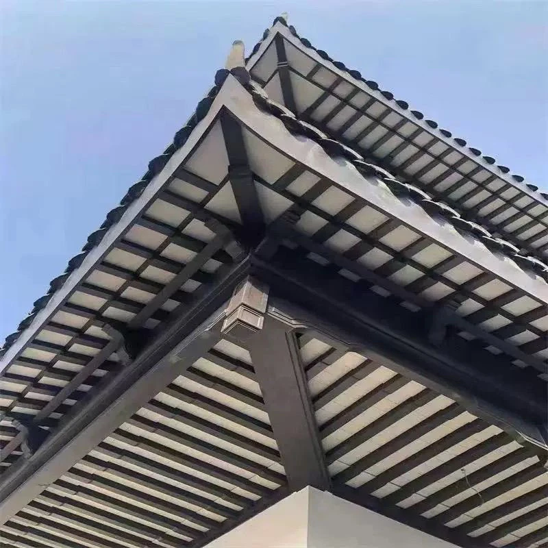 铝合金茶壶档吊顶铝代木仿古构件定制四合院飞椽翘角荷包椽定制