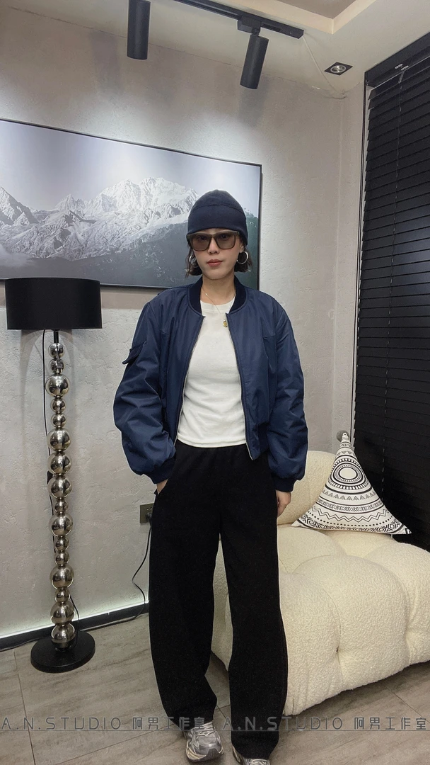阿男家新款拼接设计棒球领秋冬螺纹下摆痞帅百搭短款外套棉服