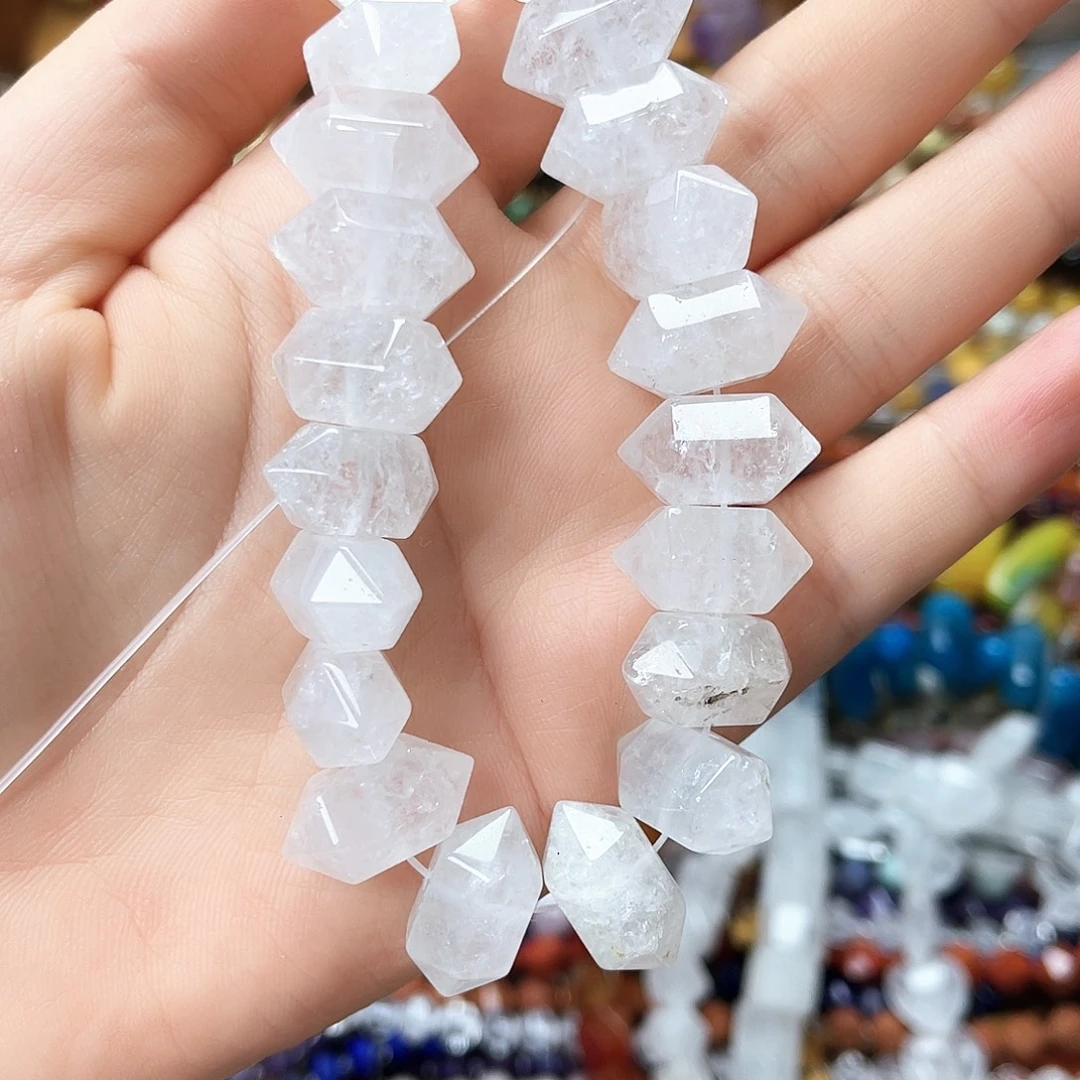 玛瑙/玉髓未镶嵌珠宝半成品白水晶双尖20颗