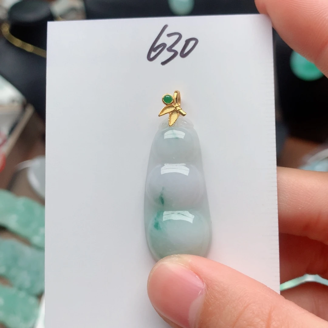 翡翠颈饰银S925镀金镶嵌吊坠