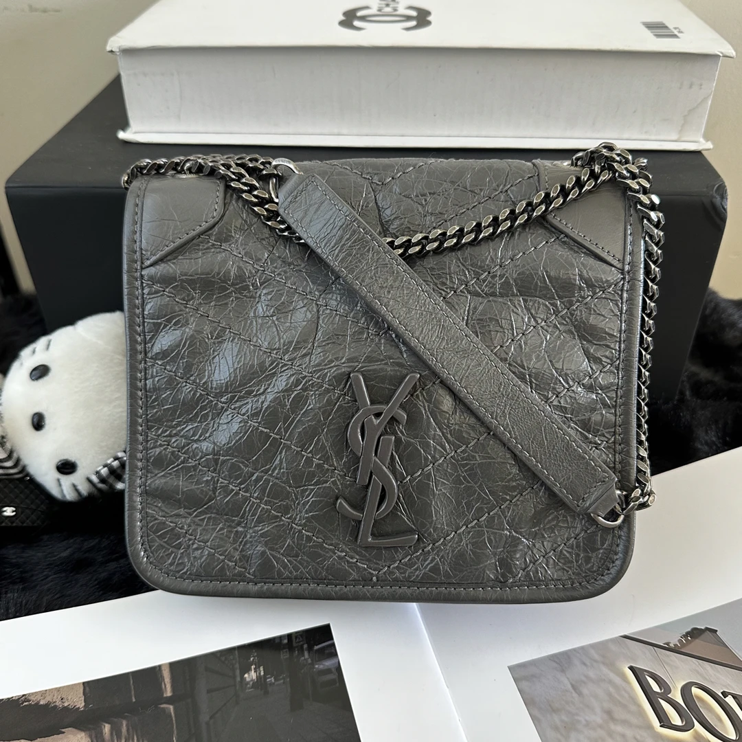 95新 YSL/圣罗兰 YSL圣罗兰 Niki灰色链条包 19年