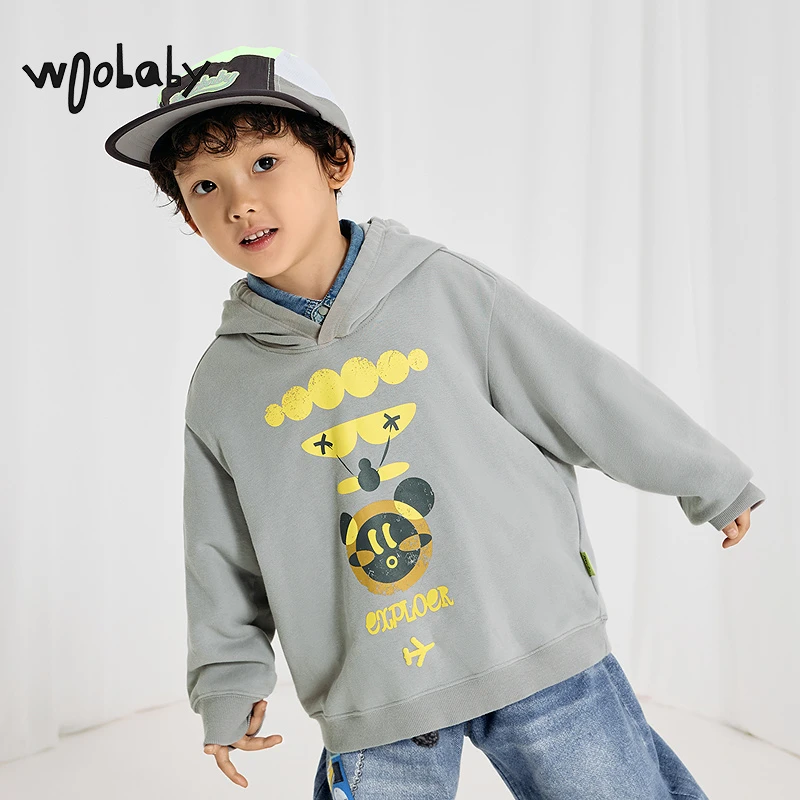 WB【软毛圈】woobaby儿童卫衣宝宝棉软毛圈连帽休闲上衣WB5S340114
