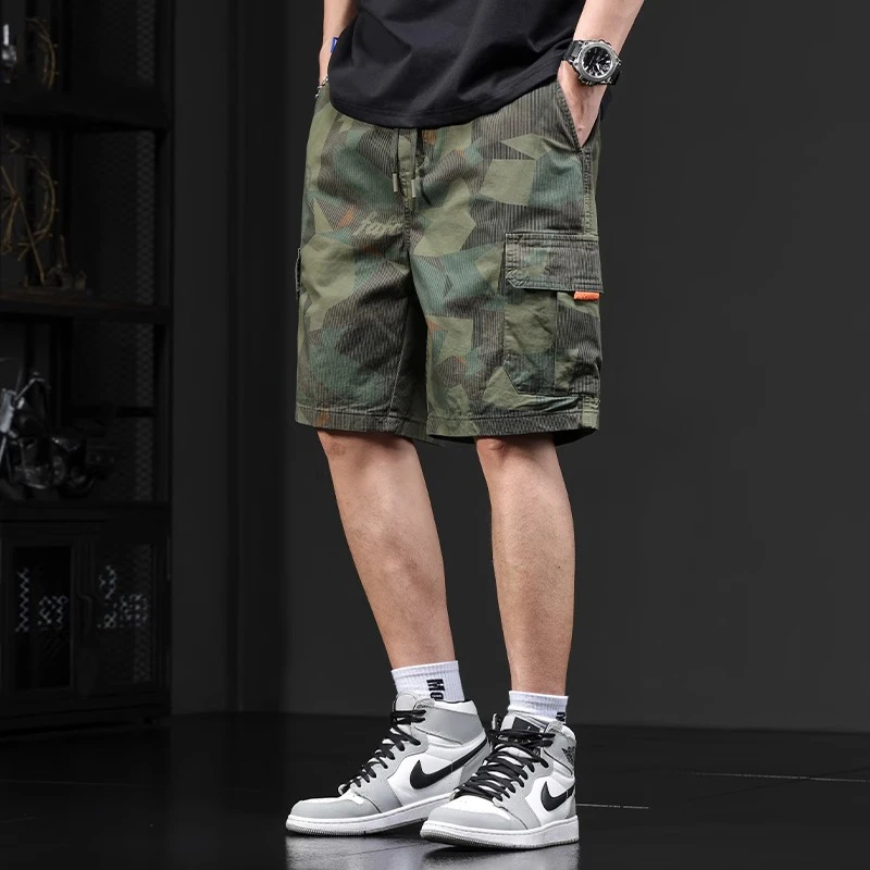 迷彩工装短裤男士夏季新款宽松速干五分裤子潮牌轻奢痞帅男装中裤