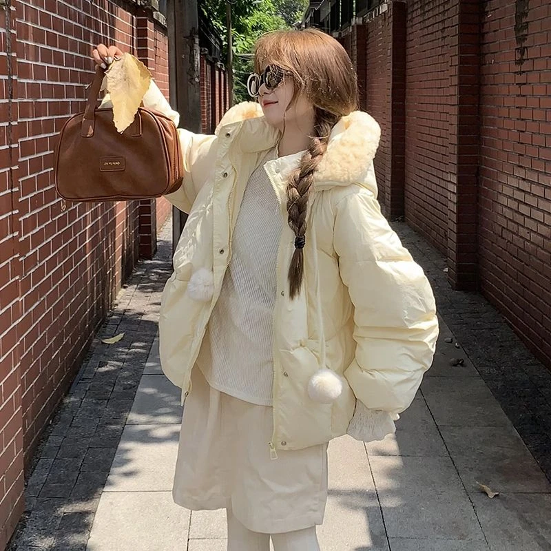 冬季新款爱心情侣羽绒加厚女棉服短款设计感面包服外套