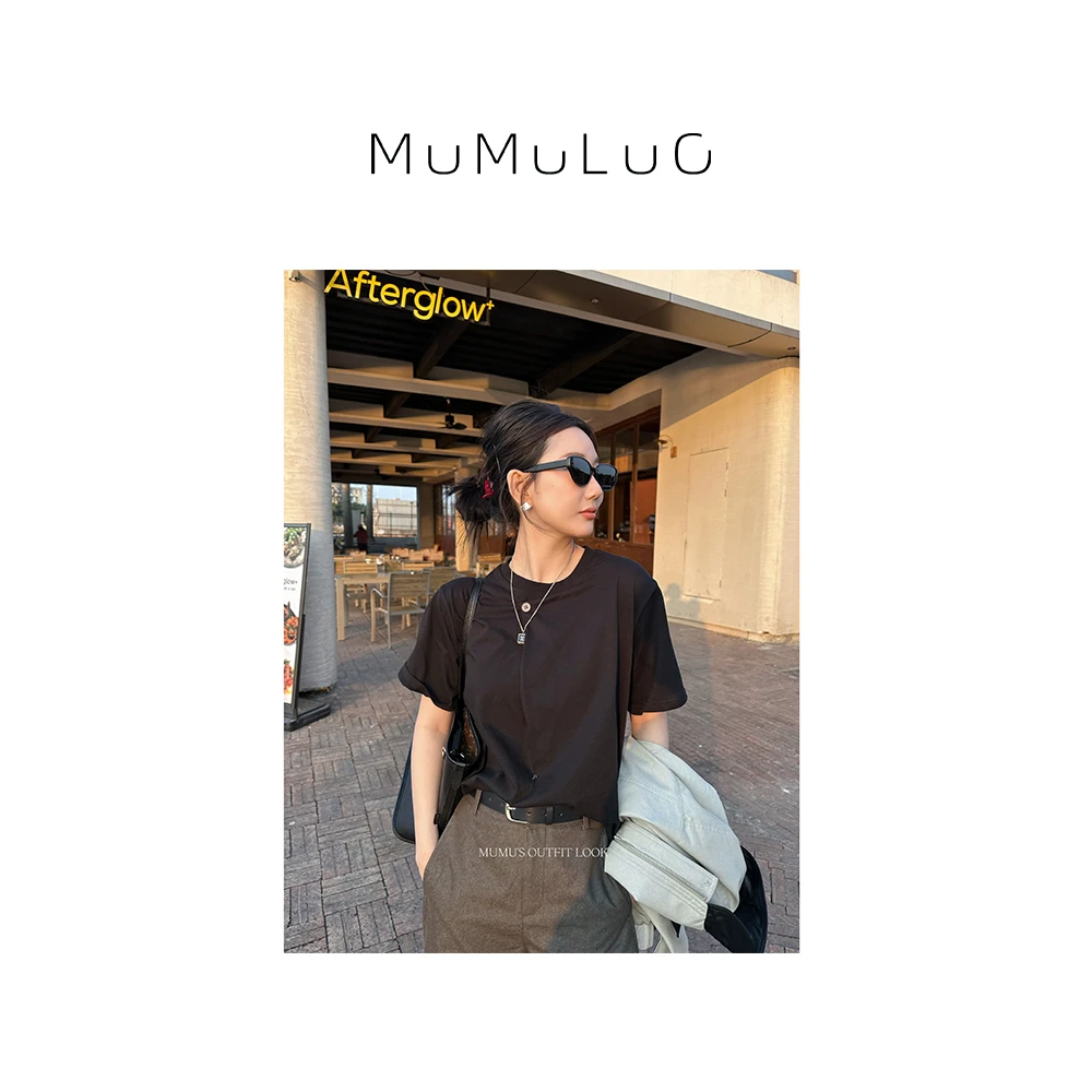 罗炑炑“春日幻奕”一粒扣翻折圆领短袖T恤女 MMLT7273