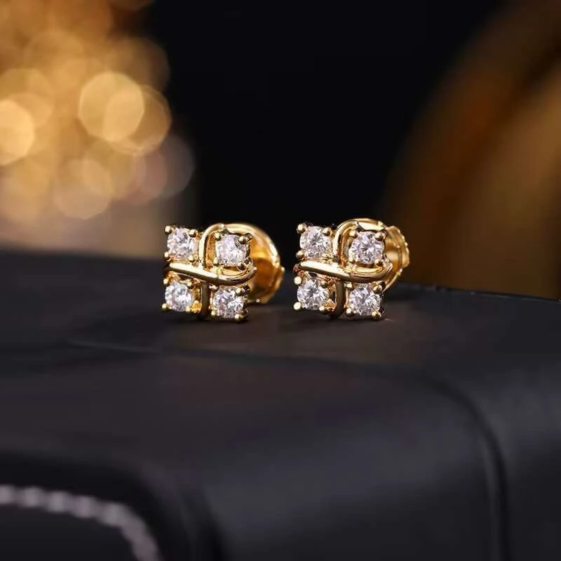 铜合金耳饰 《货号6034》 T 烟花气质镶钻简约耳钉