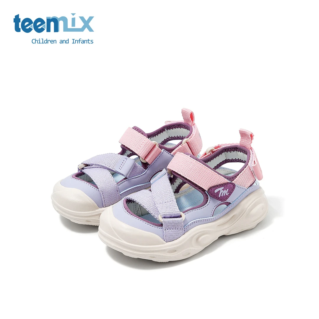 天美意teenmix儿童凉鞋男童鞋2025年夏季新款女宝透气跑步沙滩鞋