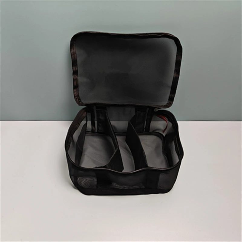 yl114植**黑色网纱翻盖收纳化妆包洗漱包便携整理包美妆工具包