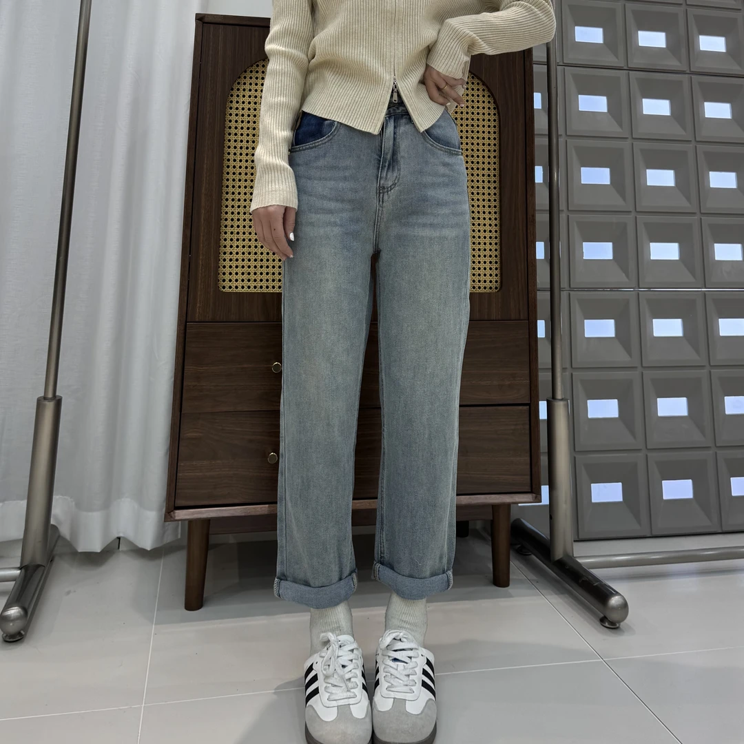 【坦姐严选 实体品质】新品小个子九分老爹裤显瘦56021