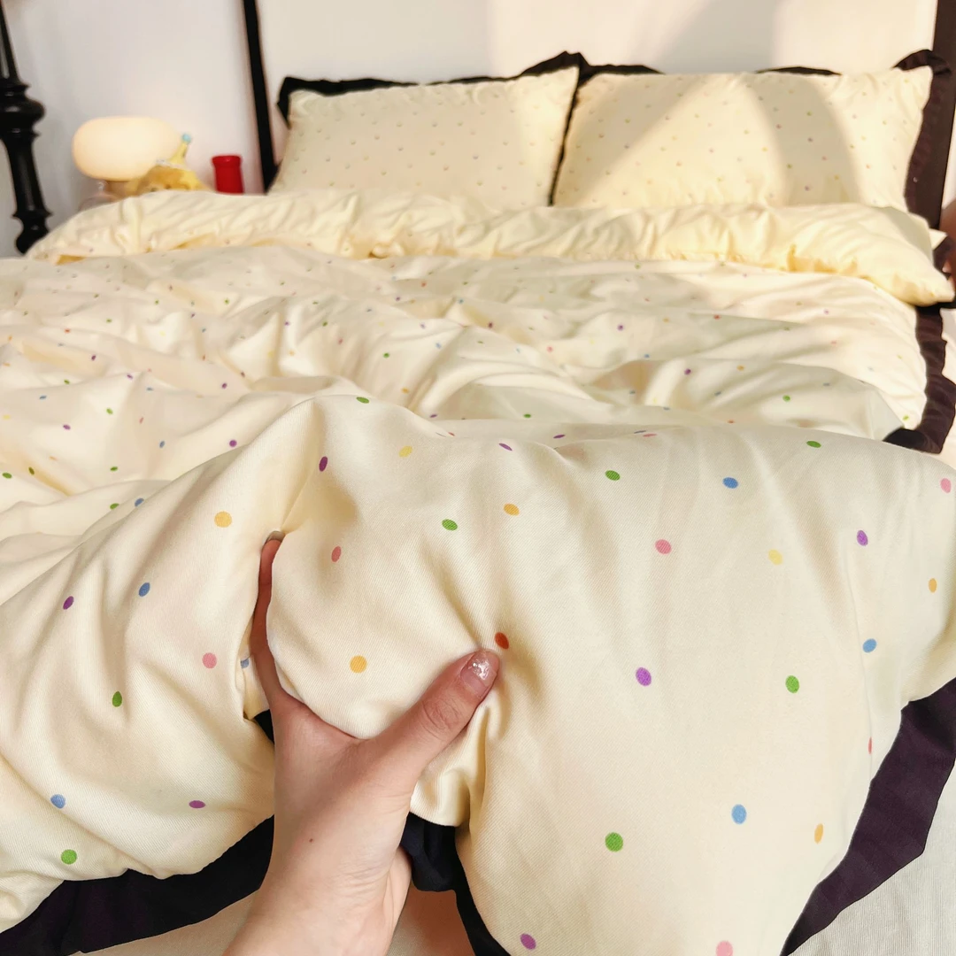 春夏新款花边针织双层纱A类母婴级柔软透气四件套磨毛宿舍三件套