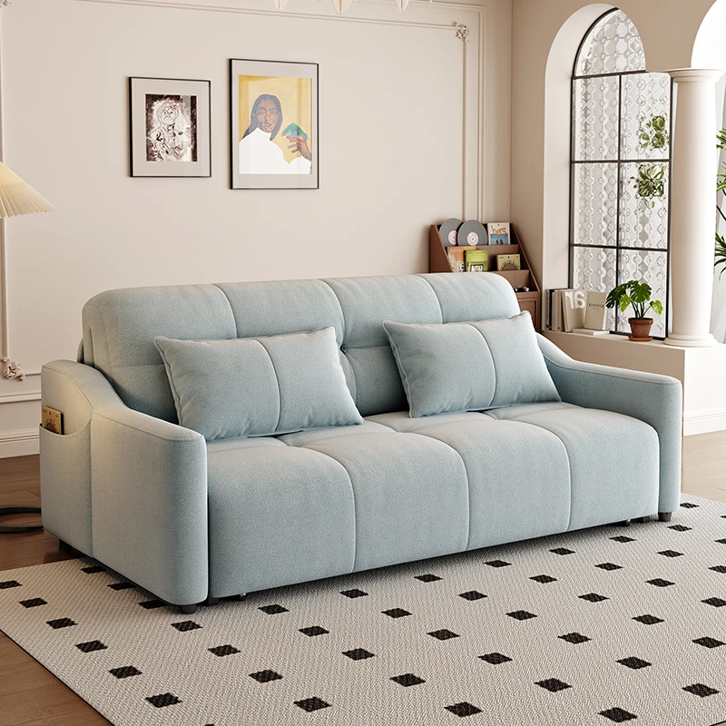 梦梵空间猫抓绒电动沙发床小户型多功能智能语音留宿床两用客厅