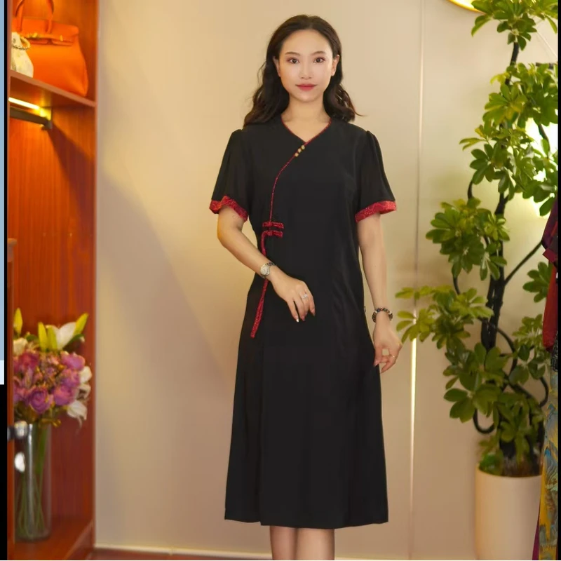 青语  气质中长款夏季时尚连衣裙百搭遮肉裙子10271