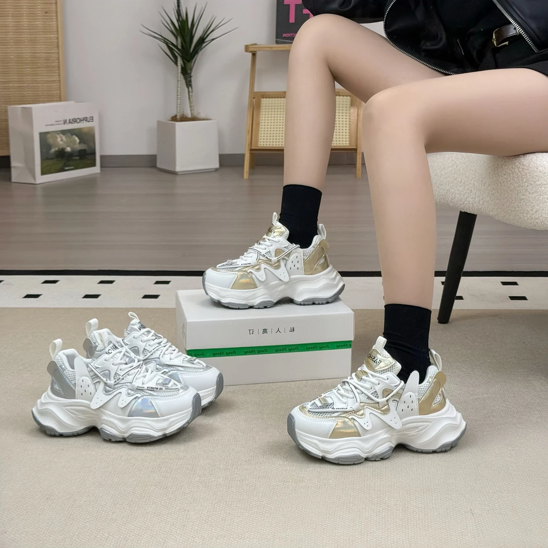 【银角】网面透气女款2024春季新款厚底增高爆款小个子运动鞋8806